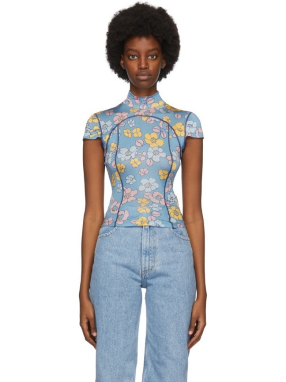 Eckhaus Latta Floral Sport Top in Light Blue